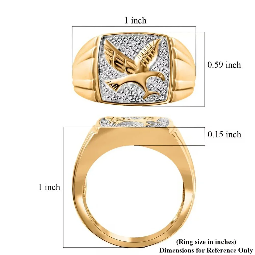 Striking Men's Diamond Accent Eagle Ring in 18K YG Plated Brass Size 12